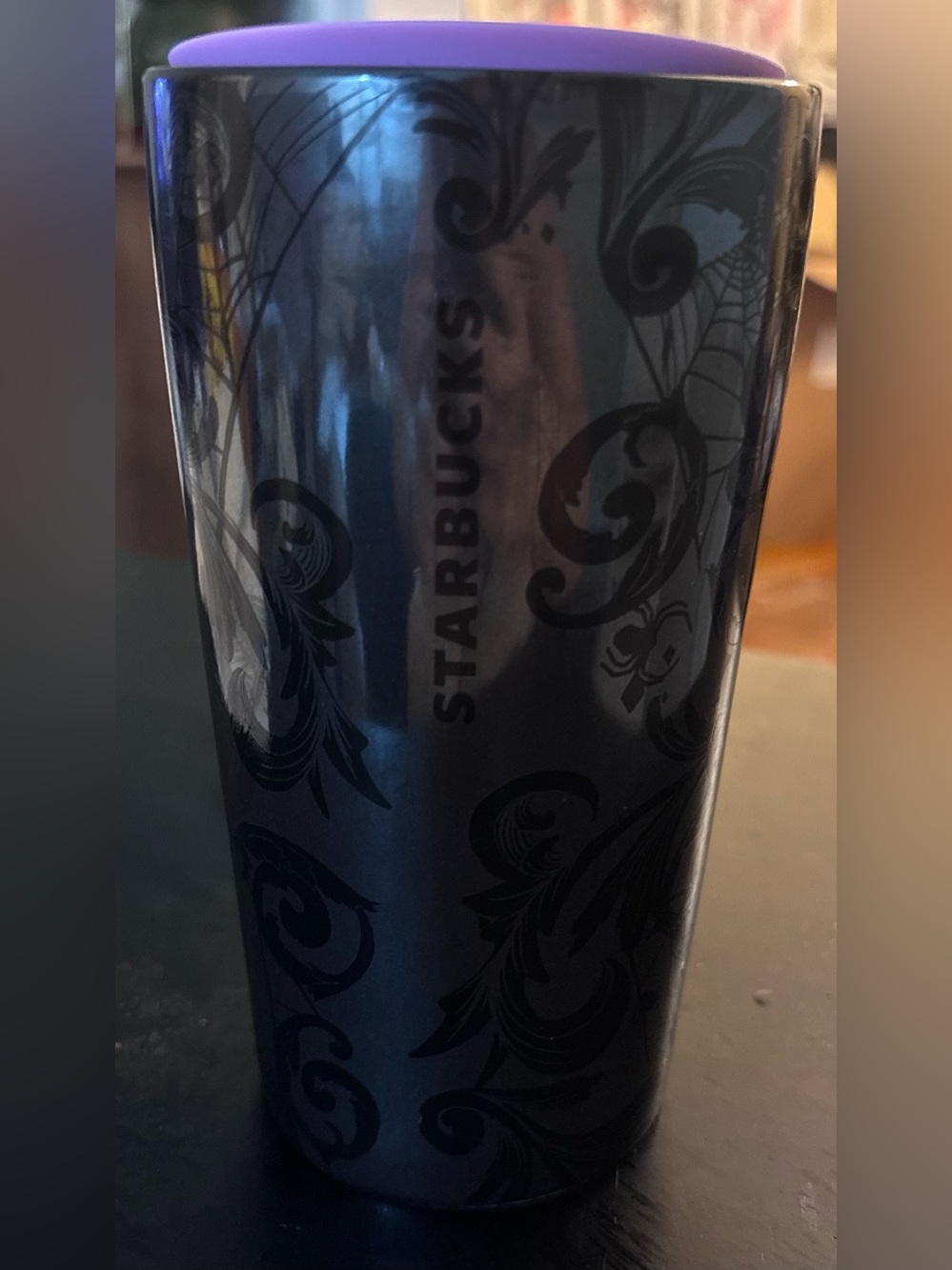 Starbucks 2021 Halloween Black Spider Web Purple Tumbler 12 oz Ceramic